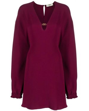 ワンピース Fendi Dark Purple Wool Dress Fendi Purple Wool Puff Sleeve Dress S Fendi | TLC