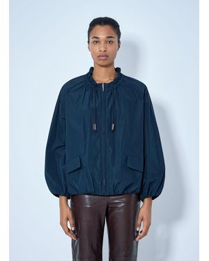 Max Mara Water-Repellent Taffeta Bomber Jacket - Blue