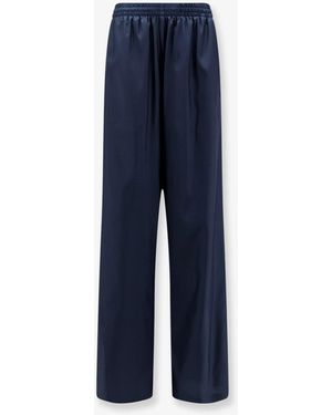 Gucci Technical Silk Poplin Pants With Web Ribbon - Blue