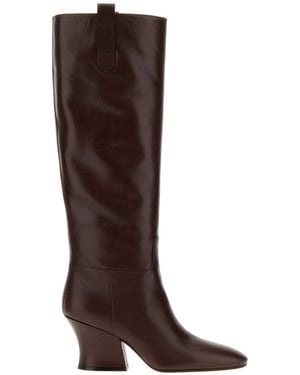 Jil Sander Chocolate Leather Lune Boots - Brown
