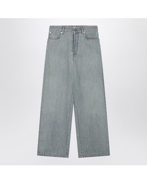 Miu Miu Light Jeans With Logo On The Back - Gray