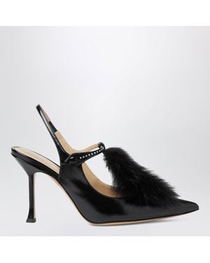 Fendi Noir Leather Slingbacks - Black