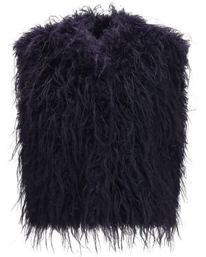 forte_forte Forte_Forte Eco Mongolia Faux Fur Vest - Blue