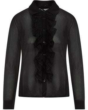 Tom Ford Chic Ruffled Shirt With Pointed Collar For - Black