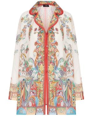 Etro Silk Shirt Printed With Paisley Pattern - White