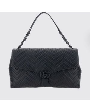 Gucci Large Gg Marmont Quilted Nappa Shoulder Bag By - Blue