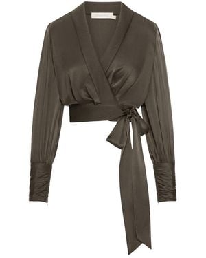 Zimmermann Silk Wrap Top - Black