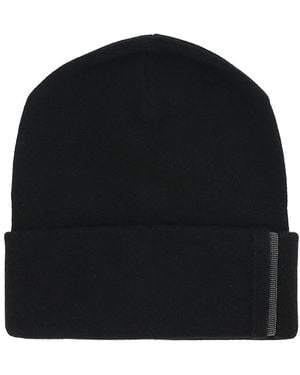 Brunello Cucinelli Ribbed Cashmere Knit Beanie With Monili Detail - Black