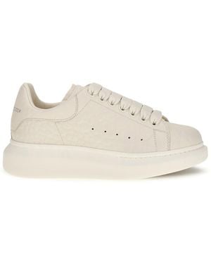 McQueen Oversized Pebbled Leather Sneakers - White