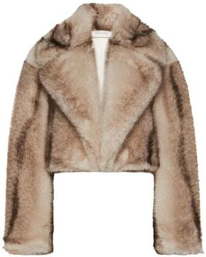 Sportmax Cropped Furry Jersey Jacket - Natural