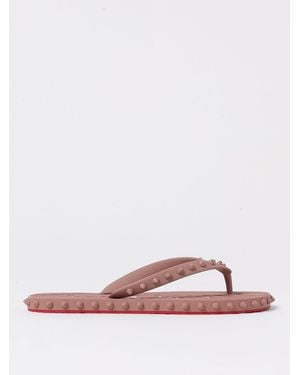 シューズ・サンダルその他 CHRISTIAN LOUBOUTIN Woman Flat sandals White 1230961 W222 Super Loubi Flip Women - Flip-flops - Rubber - Bianco