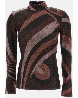 PUCCI Emilio High-Neck Lurex Jersey Top - Black