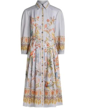 Etro Floral Print Shirt Dress - White