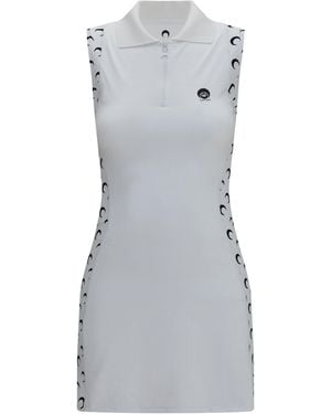 Marine Serre Moon Print Mini Polo Dress - Gray
