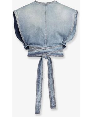 Alaïa Belted Denim Top - Blue