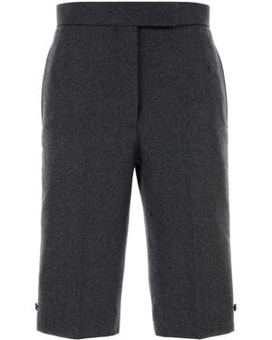 Thom Browne Graphite Wool Bermuda Shorts - Gray