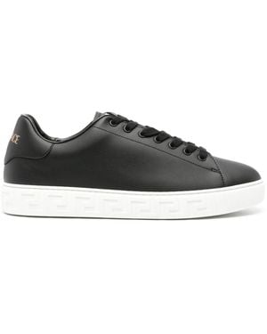 Versace Greca Leather Sneakers - Black