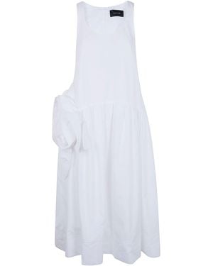 Simone Rocha "Pressed Rosette" Tapered Back Flounce Dress - White