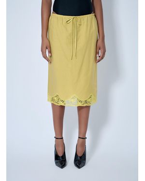 Saint Laurent Laced Half-Slip Skirt - Yellow