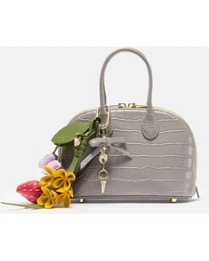 Self-Portrait Croc Leather Toast Mini Bag - Gray