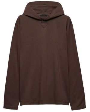 Prada Cotton Hooded T-Shirt - Brown