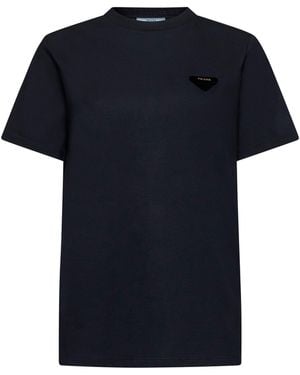 Prada Abbigliamento Logo Cotton T-Shirt - Black