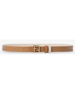Fendi Ff Leather Belt - White