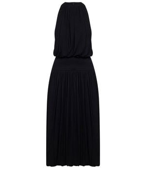 TOTEME Fluid Viscose Gathered Midi Dress - Black