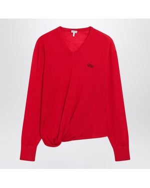 Loewe Merino Wool Draped Top - Red