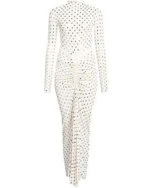 Alaïa Gathered Crystal-Embellished Jersey Midi Dress - White