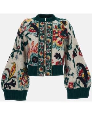 Sacai Floral Jacquard Knit Blouson - Multicolor