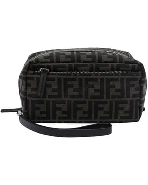 Fendi Small Ff Logo Double Zip Beauty Case - Black