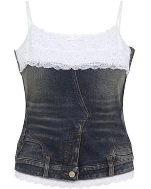 Balenciaga Patched Cotton Top - Blue