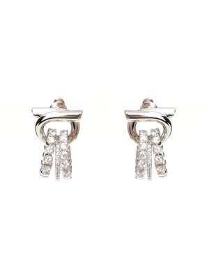 Ferragamo Gancini Earrings With Crystals - White