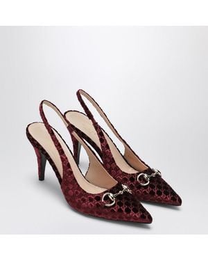 Gucci Bordeaux Velvet Gg Dãcolletã With Clamp - Brown
