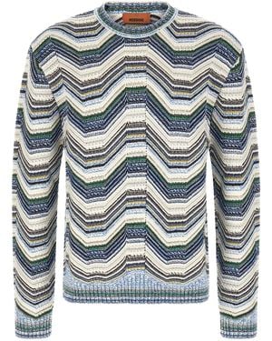 Missoni Geometric Zig Zag Sweater - Blue