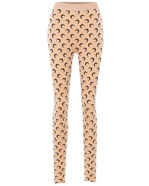 Marine Serre Recycled Moon Jersey Stirrup Leggings - Metallic