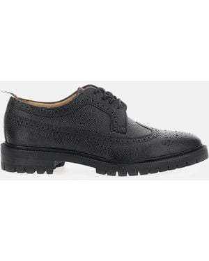 Thom Browne Pebble-Grain Leather Longwing Brogues - Black