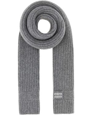 Miu Miu Wool-Cashmere Scarf 190 Cm X 22 Cm - Gray