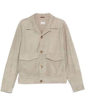 Brunello Cucinelli Suede Jacket - Natural