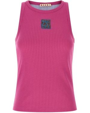 Marni Logo Patch Tank Top Tops Fuchsia - Pink