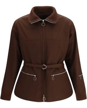 Prada Technical Fabric Jacket With Belt - Brown