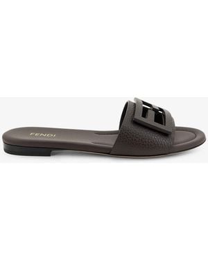 Fendi Leather Tube Sandals - Black
