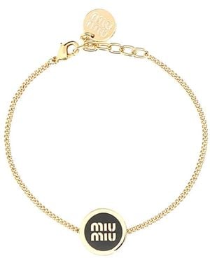 Miu Miu Miumiu Enameled Metal Bracelet - White