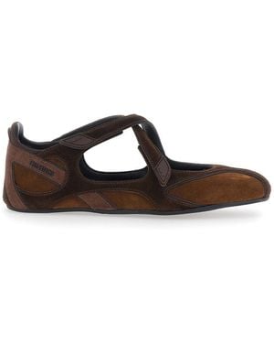 The Attico 'Floor 01' Ballet Flats With Closure With Intertwined Straps - Brown
