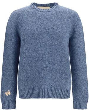 Valentino Wool Sweater With Butterfly Embroidery - Blue