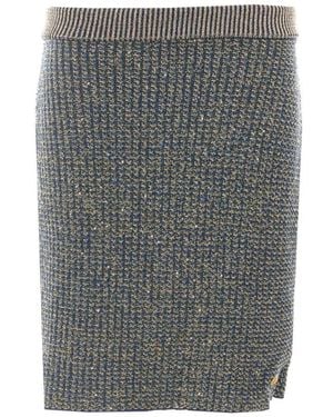 Balmain Glittered Tweed Knit Short Skirt - Gray