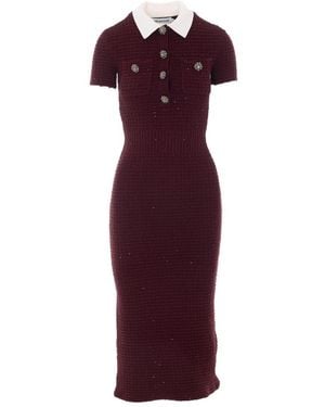 Self-Portrait Self Portrait Textured Knit Midi Dress - Purple