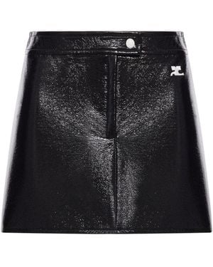Courreges Reedition Vinyl Mini Skirt - Black