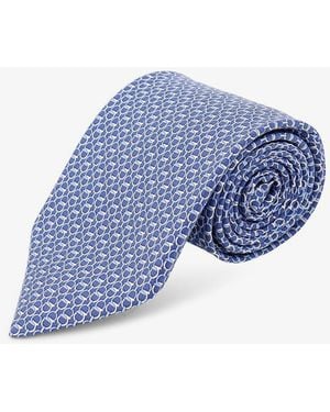 Ferragamo Silk Tie With Intreccio Print - Blue
